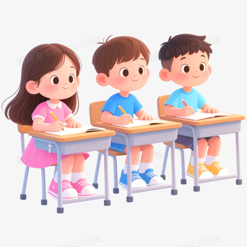 手绘插画学生教室学习免抠元素