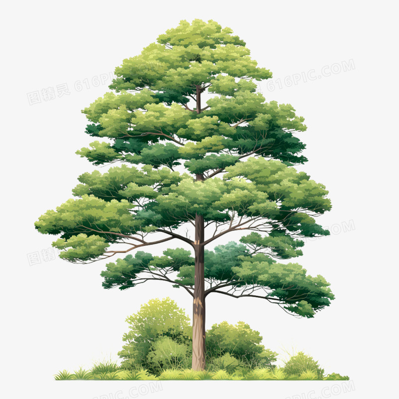 手绘卡通树大树免抠元素