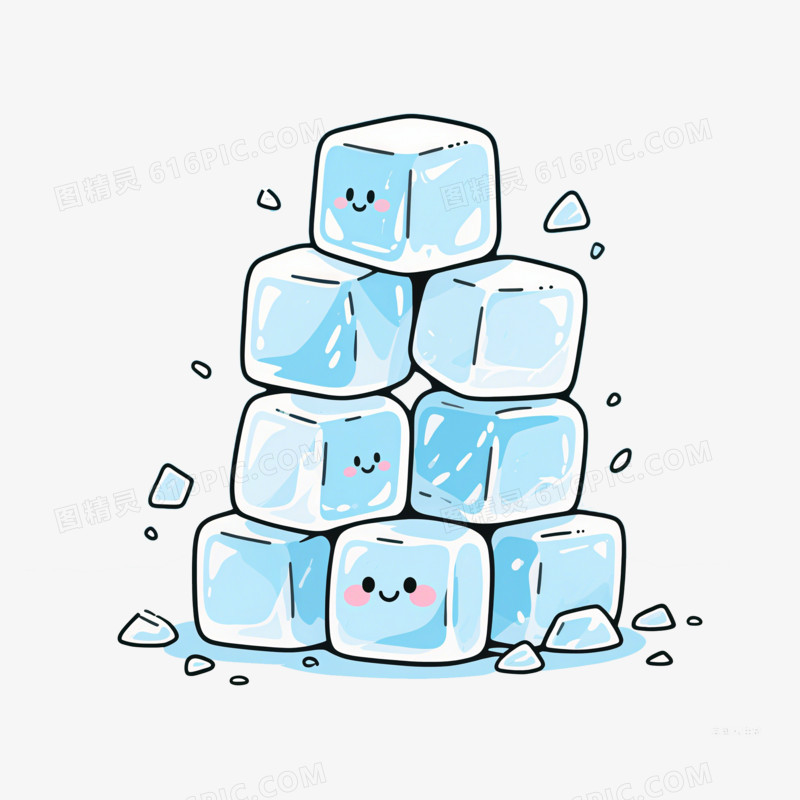 插画风一堆冰块免抠元素