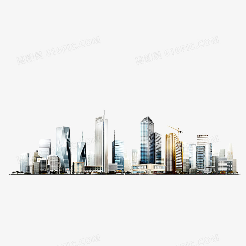 手绘卡通城市天际线免抠元素