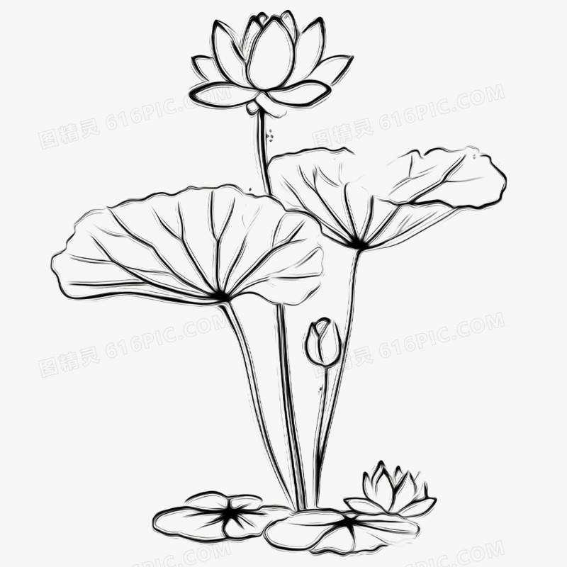 手绘古风简笔画免抠元素
