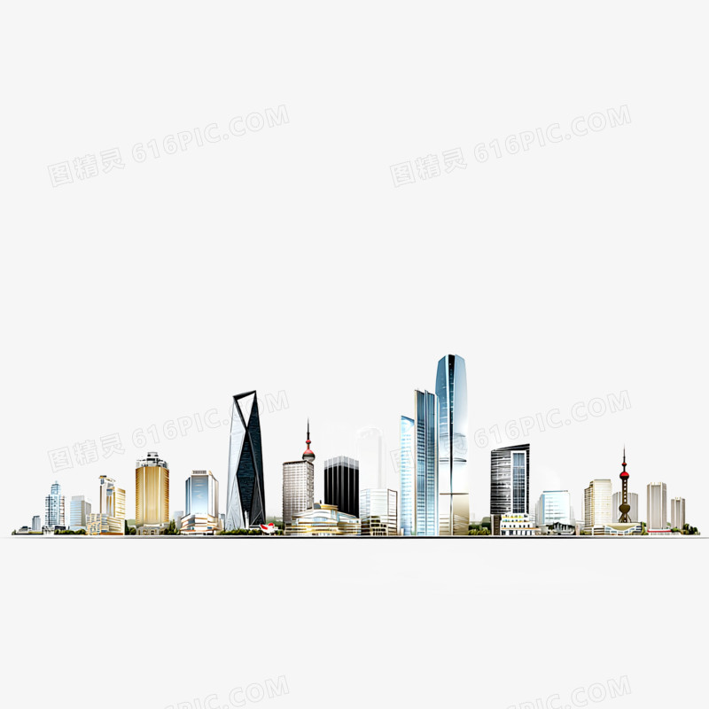手绘卡通城市天际线免抠元素