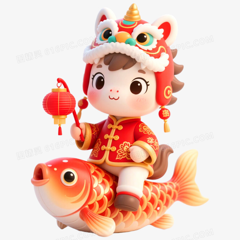 3D立体马年新年IP形象免抠元素