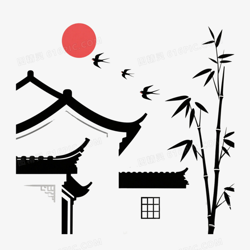 国风简笔画古风简笔画小元素免抠元素