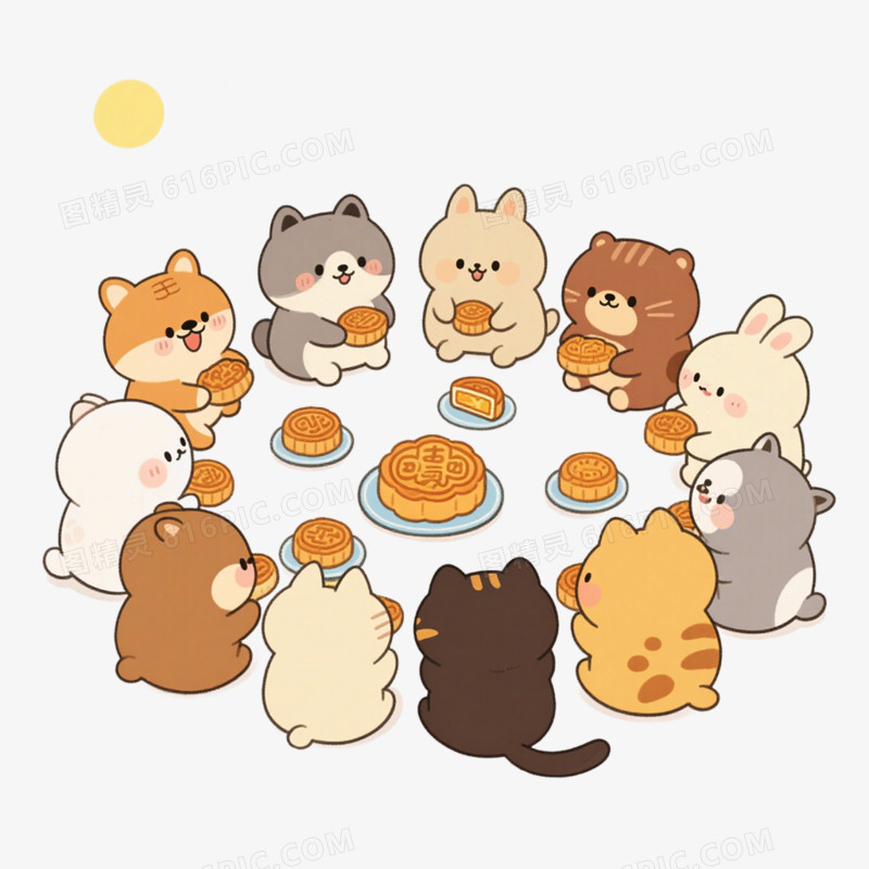手绘插画风格中秋节节日元素免抠元素