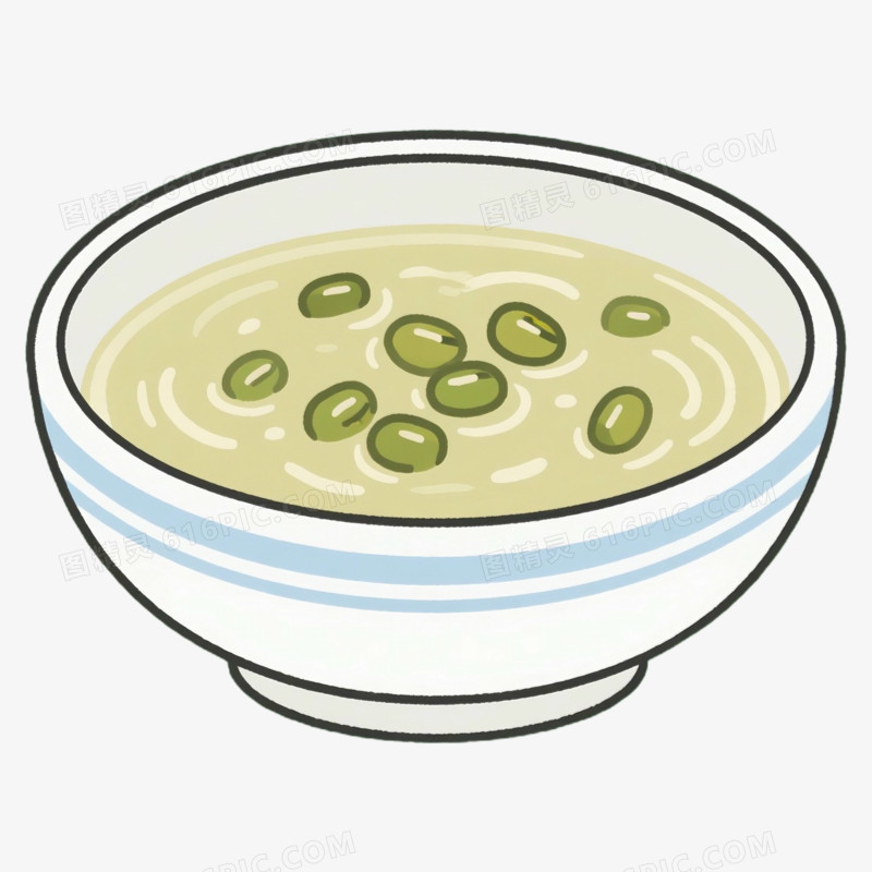 卡通手绘解暑绿豆汤免抠元素