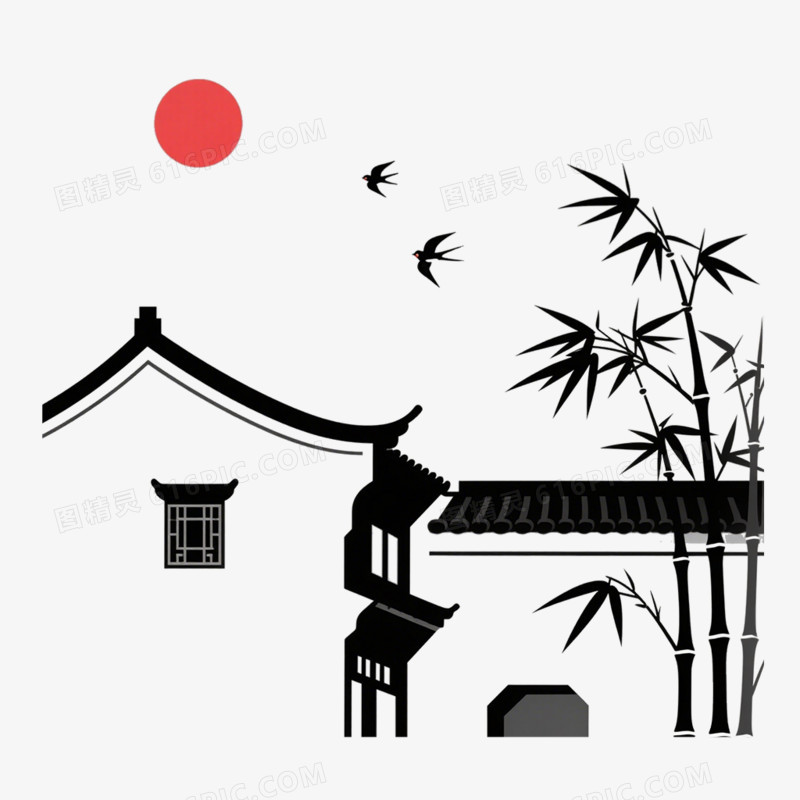 国风简笔画古风简笔画小元素免抠元素