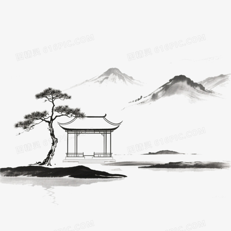 水墨风格中国风小场景免抠元素