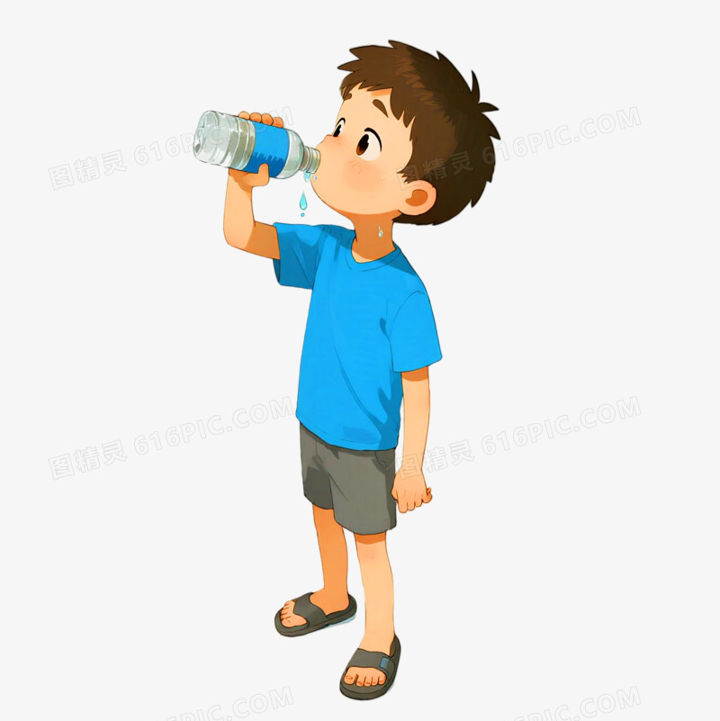 手绘插画风夏季防中暑免抠元素