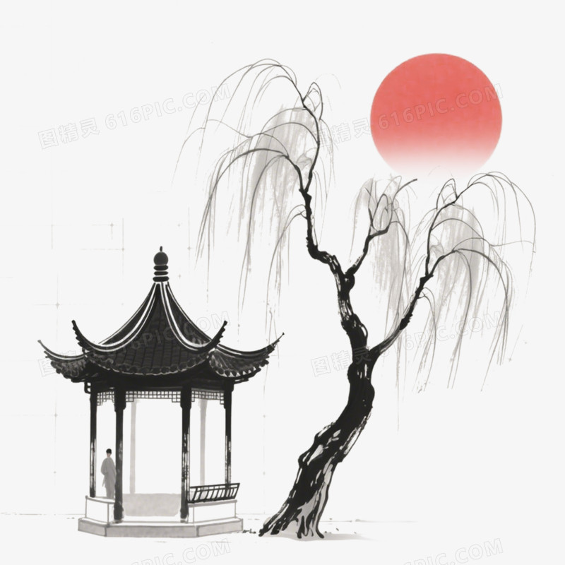 创意水墨中国风小场景免抠元素