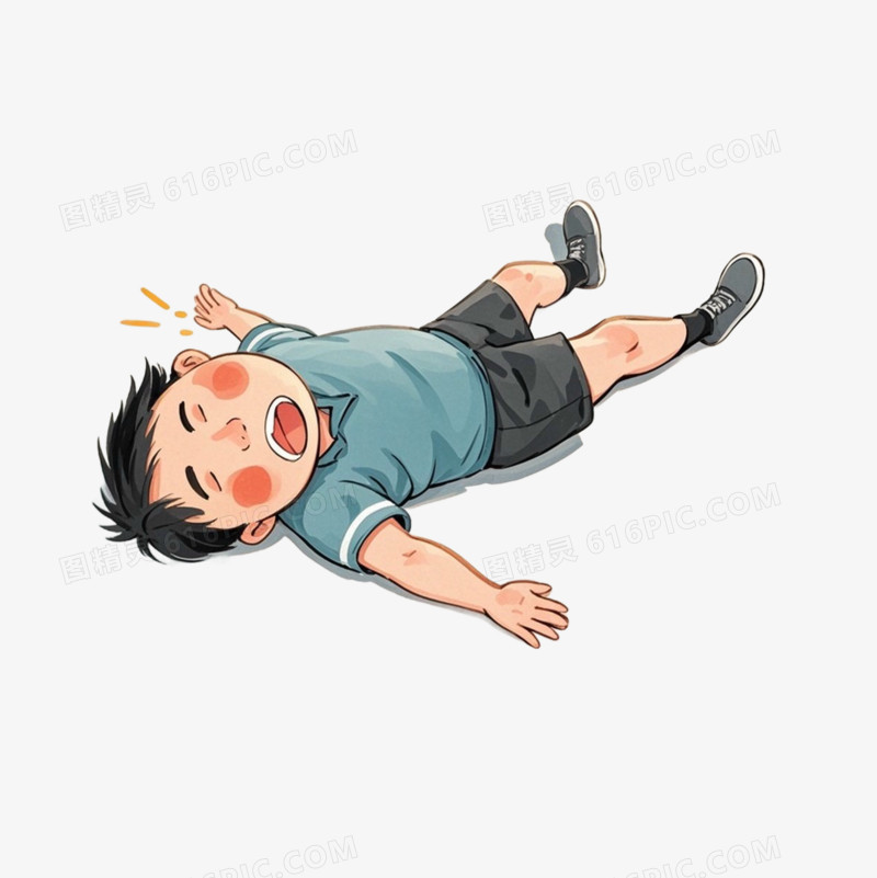卡通人物夏季中暑免抠元素