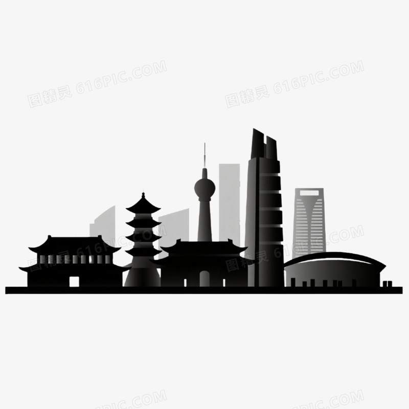 插画风格南京城市天际线免抠元素