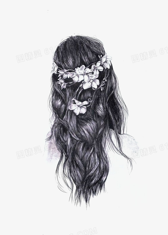 关键词:              背影花环植物黑白女生文艺插画手绘