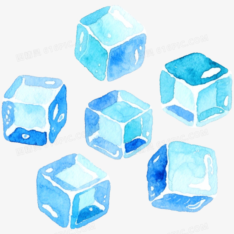 手绘水彩插画冰块免抠元素