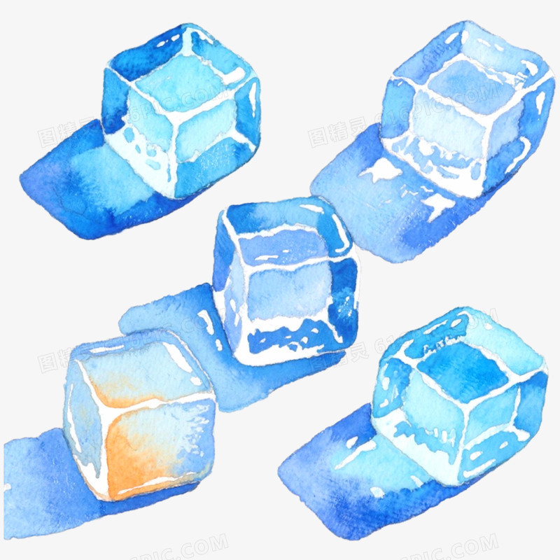 手绘水彩插画冰块免抠元素