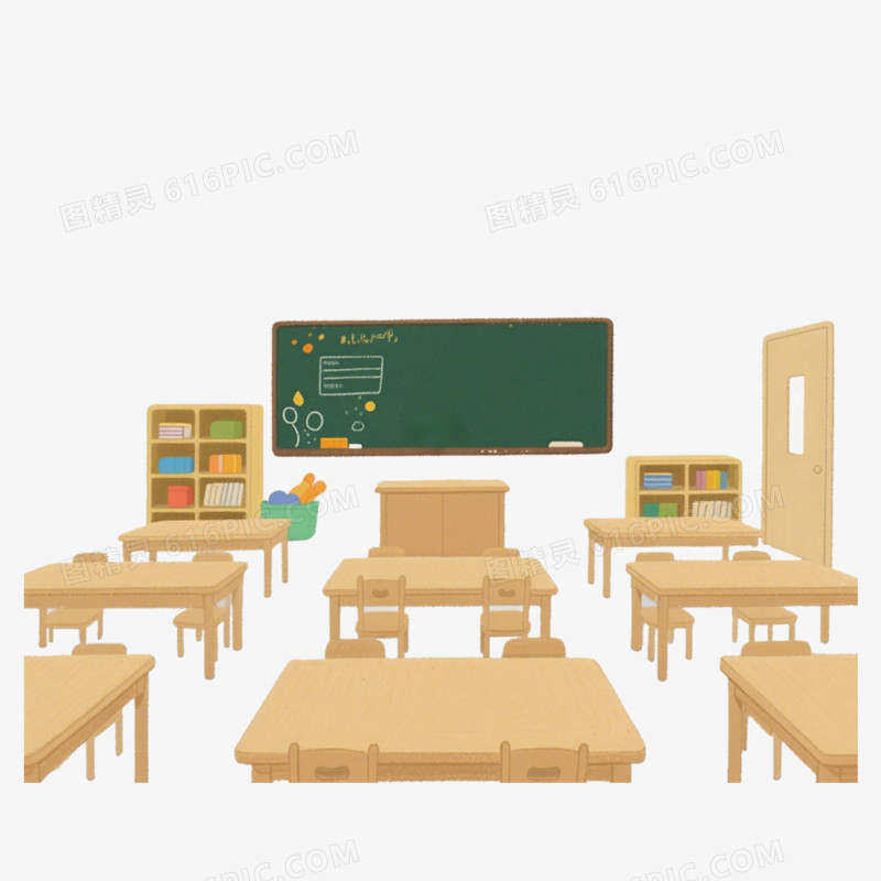 卡通手绘风格教室免抠元素