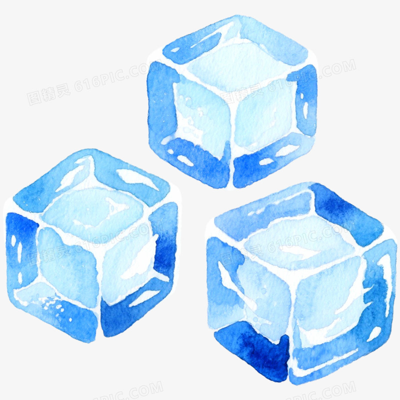 手绘水彩插画冰块免抠元素