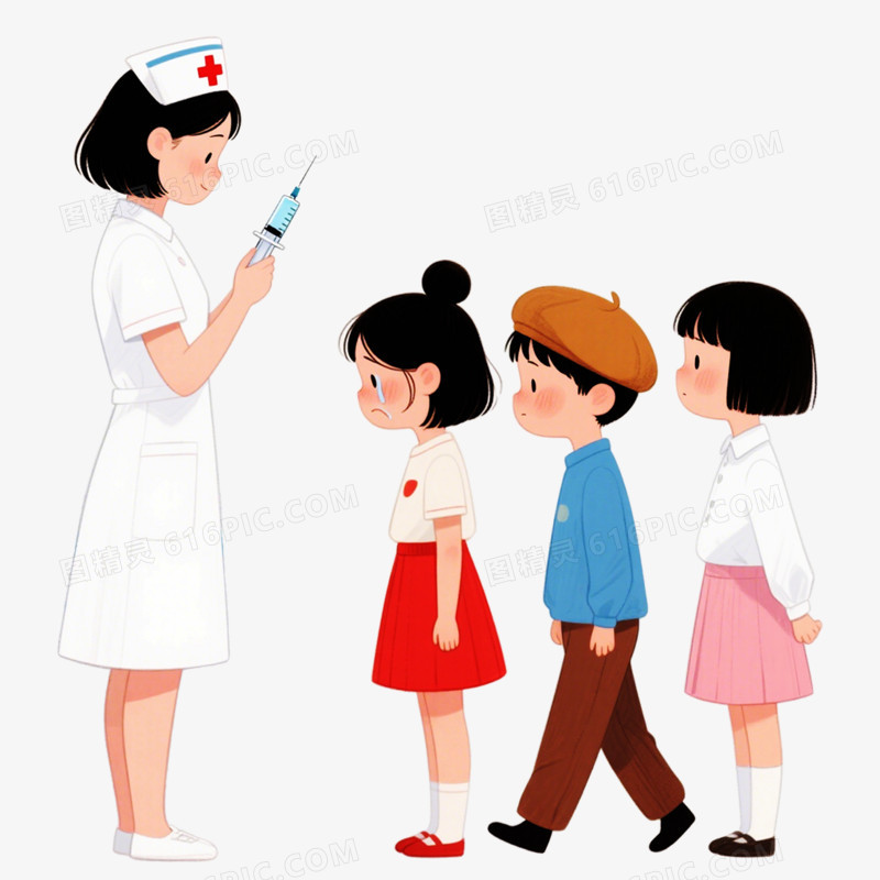 卡通手绘风格打针打疫苗免抠元素