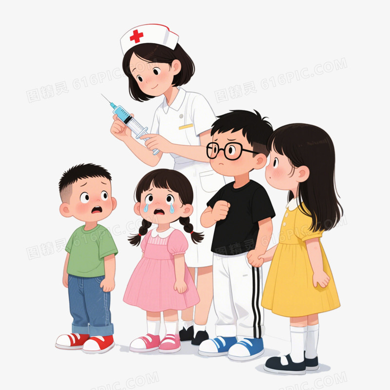 卡通手绘风格打针打疫苗免抠元素