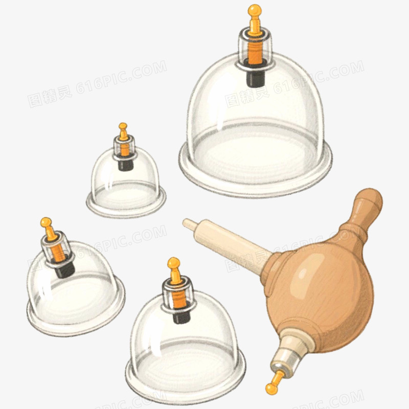 手绘插画拔罐器材免抠元素