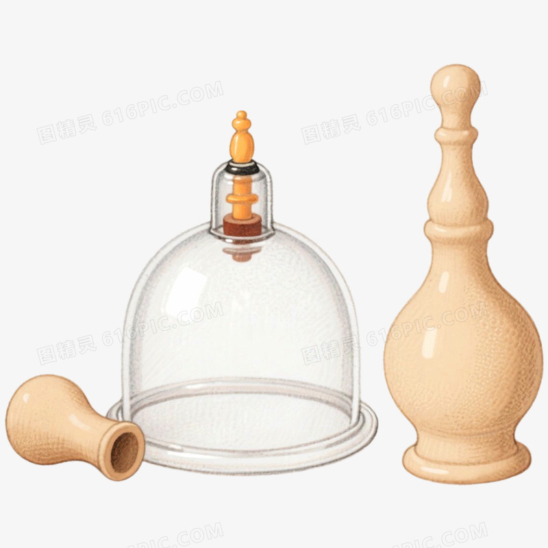 手绘插画拔罐器材免抠元素