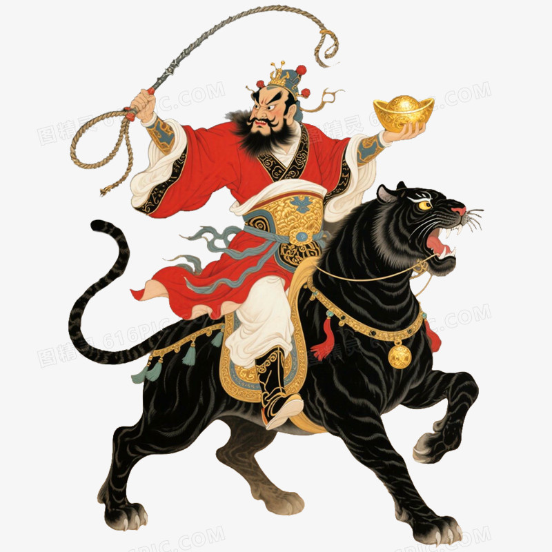 手绘插画财神赵公明免抠元素
