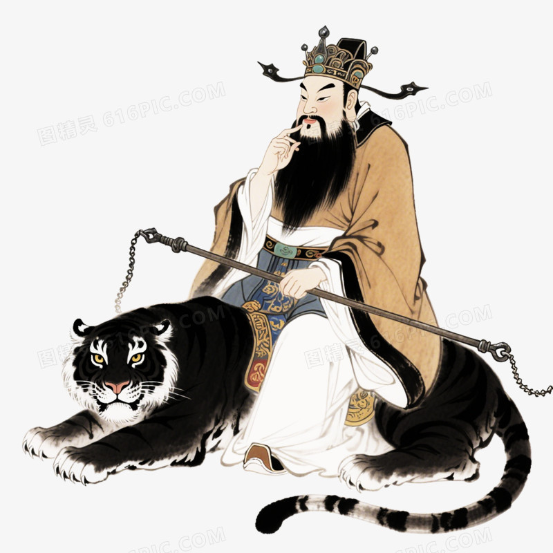 手绘卡通风格赵公明财神爷免抠元素