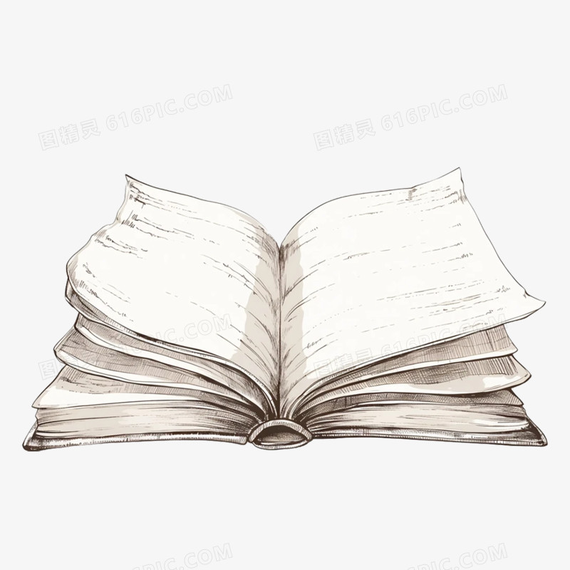 卡通插画打开的书籍免抠元素