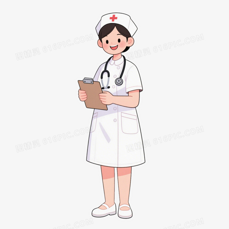 卡通拿着病历本挂着听诊器的护士免抠元素