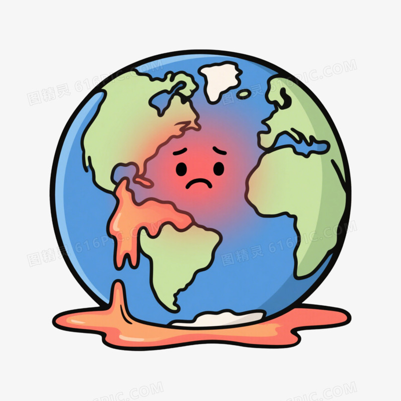 卡通热的融化的地球免抠元素
