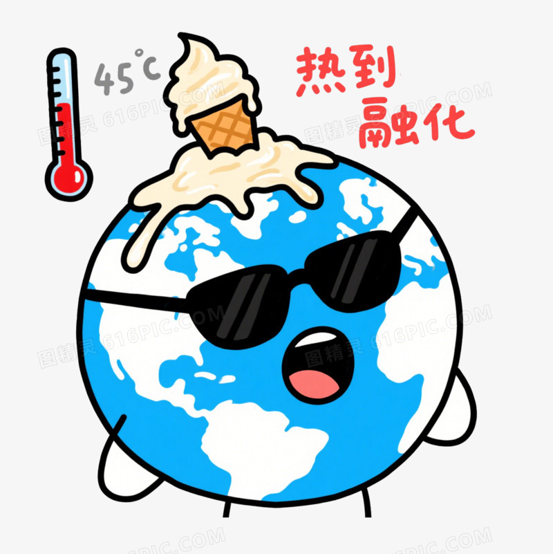 卡通风格全球变暖免抠元素