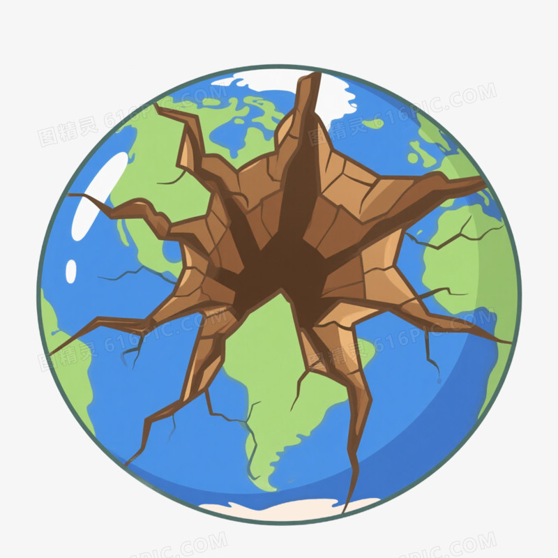 地球污染全球变暖干裂的大地免抠元素
