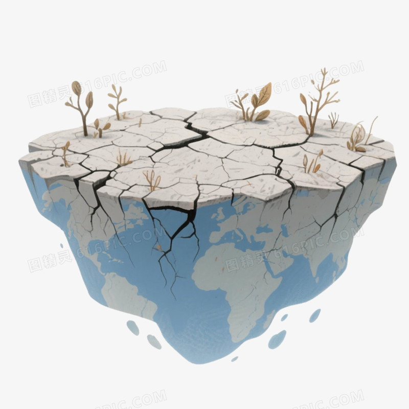 手绘插画全球变暖影响场景免抠元素