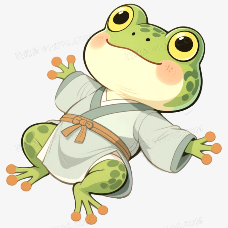 手绘插画蛤蟆精IP形象免抠元素