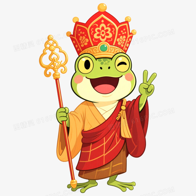 手绘插画蛤蟆精IP形象免抠元素