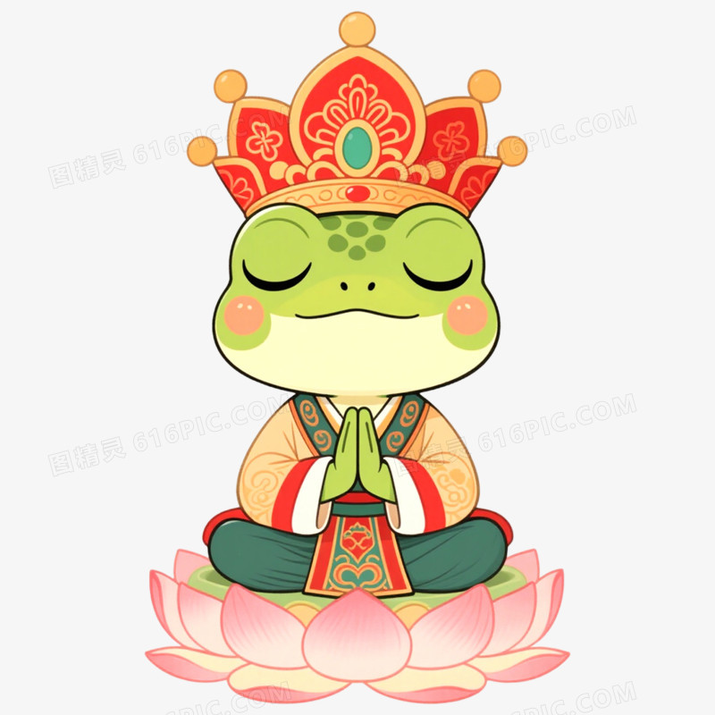 手绘插画蛤蟆精IP形象免抠元素