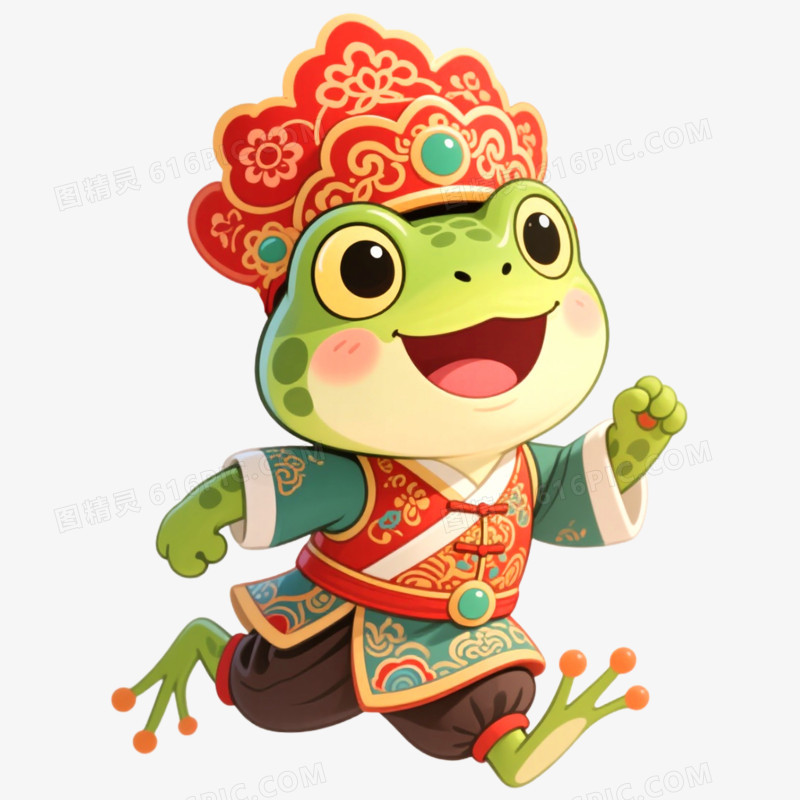 手绘插画蛤蟆精IP形象免抠元素