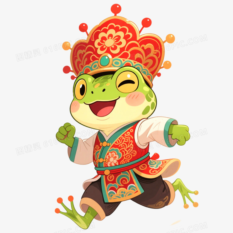手绘插画蛤蟆精IP形象免抠元素