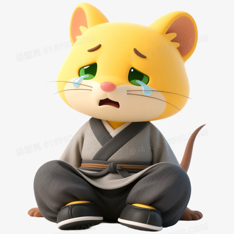3D立体黄鼠狼IP形象免抠元素