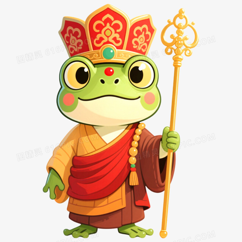 手绘插画蛤蟆精IP形象免抠元素