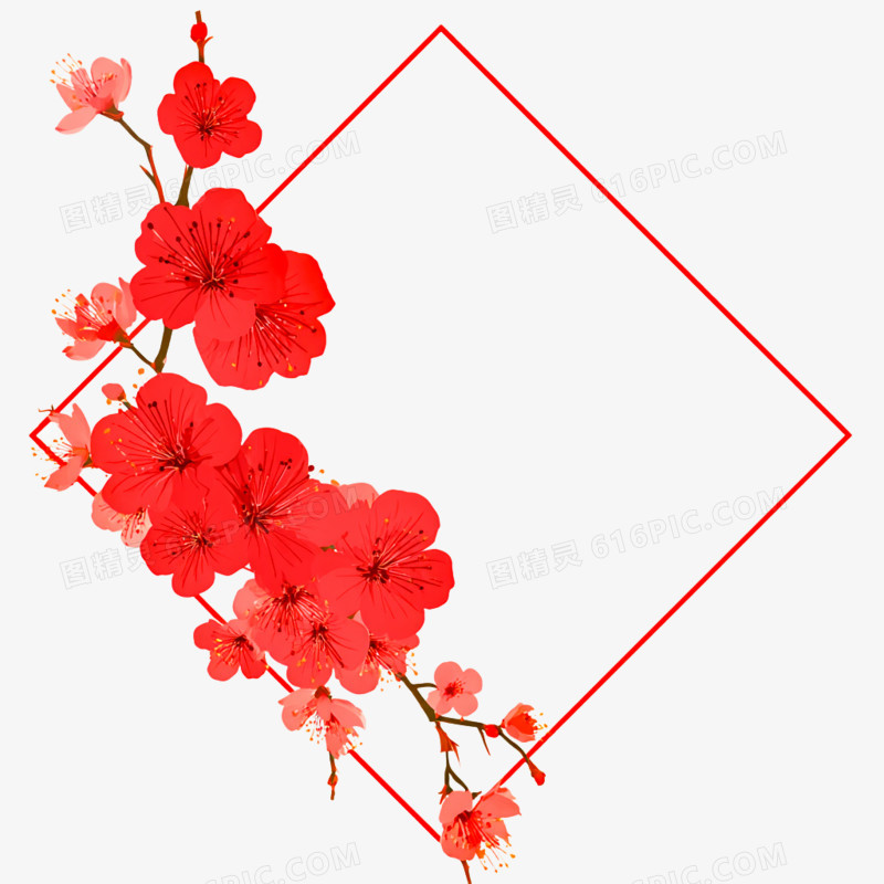 卡通手绘红色新年边框免抠元素