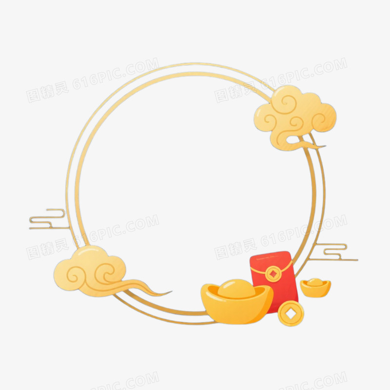 红色中式马年新年边框免抠元素