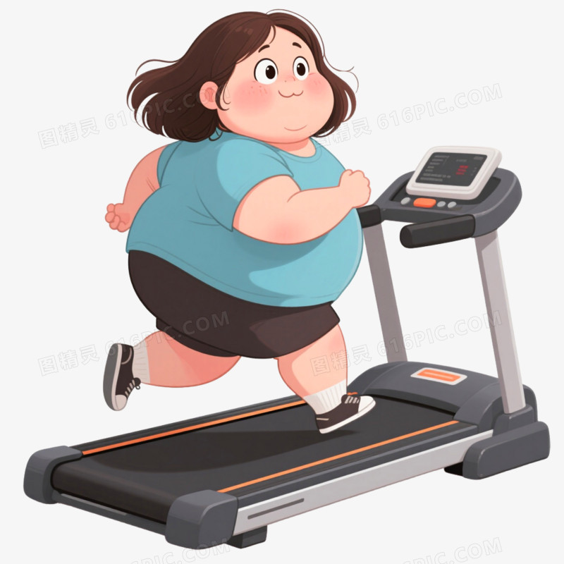 手绘插画风格胖女孩免抠元素