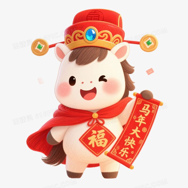 2026喜庆卡通马年IP形象免抠元素