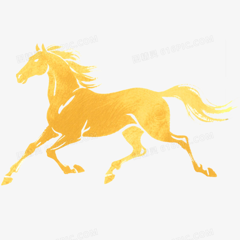 手绘金色马年马形象免抠元素