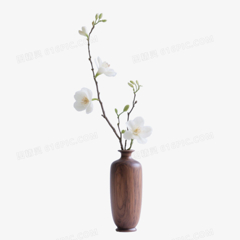 实景风格禅意花艺摆件免抠元素