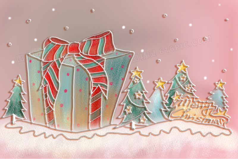 卡通手绘圣诞节礼物盒背景