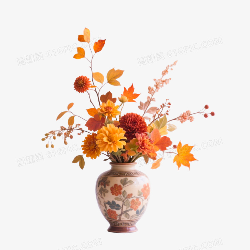实景风格禅意花艺摆件免抠元素