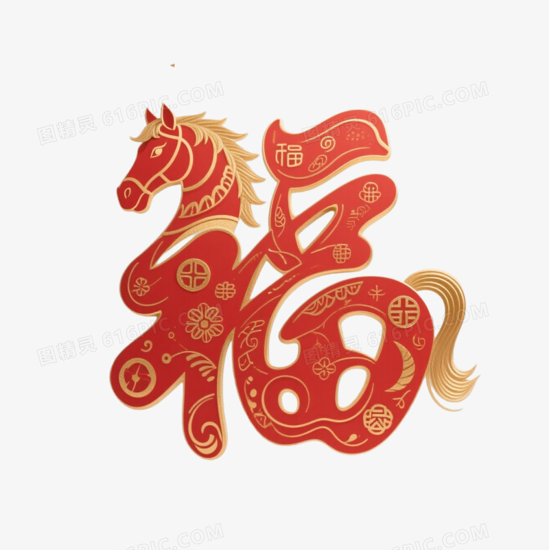 祝福马年艺术字免扣元素