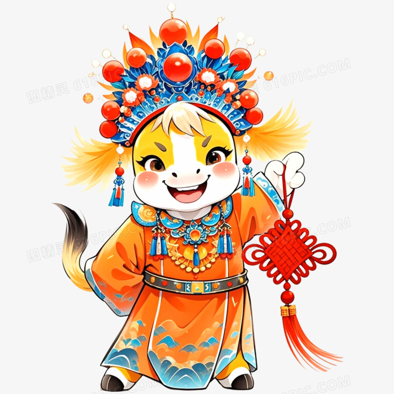 手绘国潮插画创意马年形象IP免抠元素